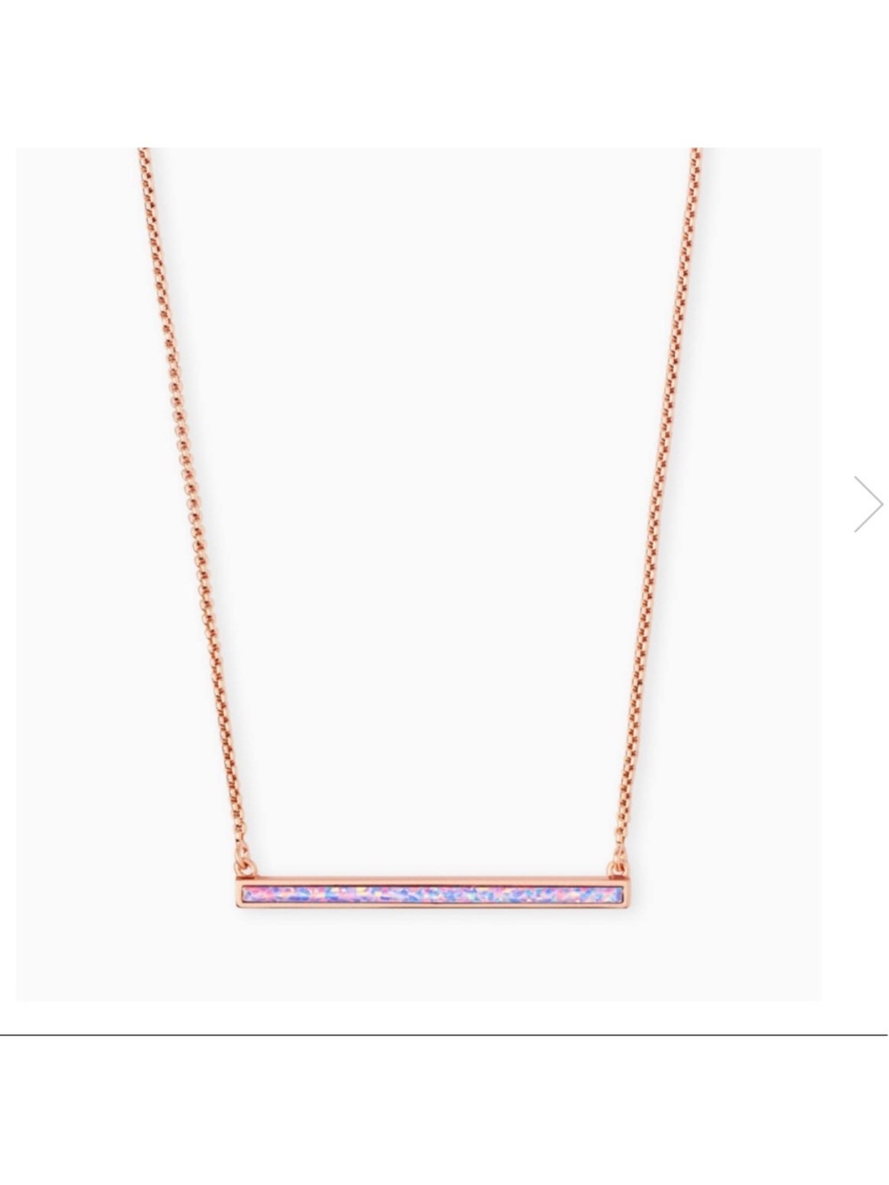 Kendra Scott Kelsey Bar Necklace Lavender kyrocera opal rose gold chain